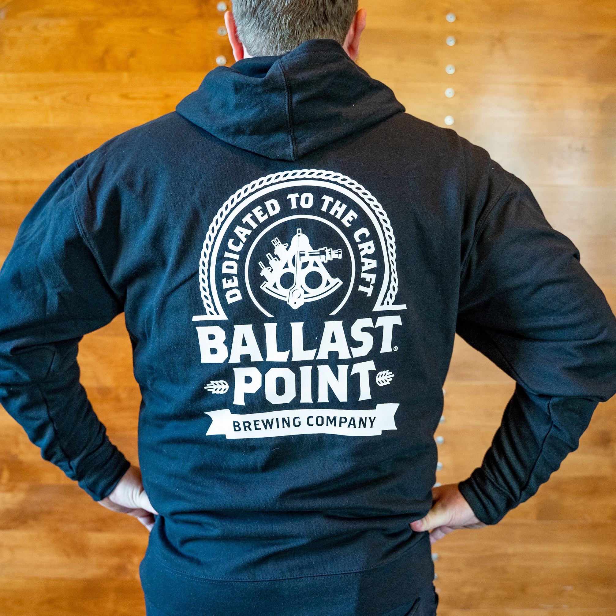 BP Badge Black Zip Up Hoodie Ballast Point Brewing Co. Online Store